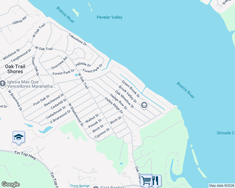 map of restaurants, bars, coffee shops, grocery stores, and more near 3722 Oak Meadow Street in Granbury