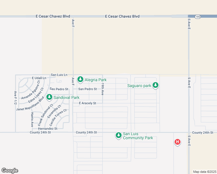 map of restaurants, bars, coffee shops, grocery stores, and more near 3932 East San Pedro Street in San Luis