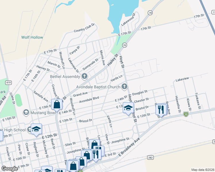 map of restaurants, bars, coffee shops, grocery stores, and more near 1416 Grand Avenue in Sweetwater