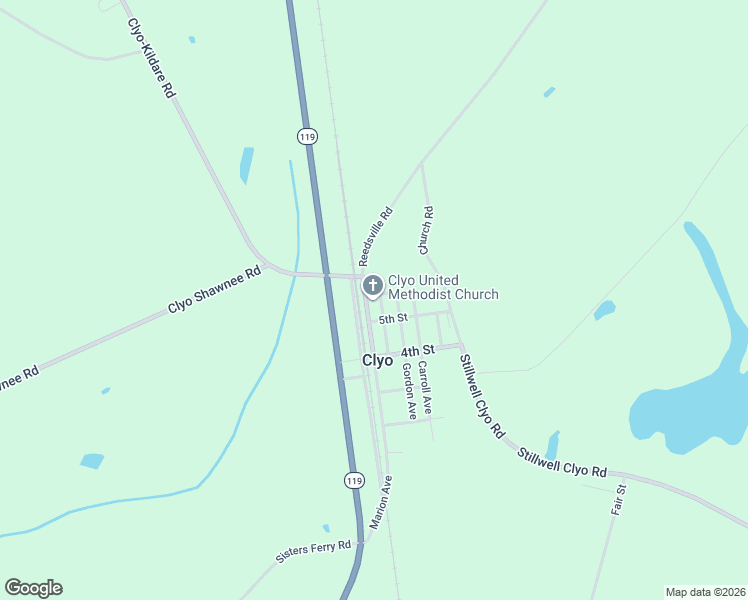 map of restaurants, bars, coffee shops, grocery stores, and more near 404 Marion Avenue in Clyo