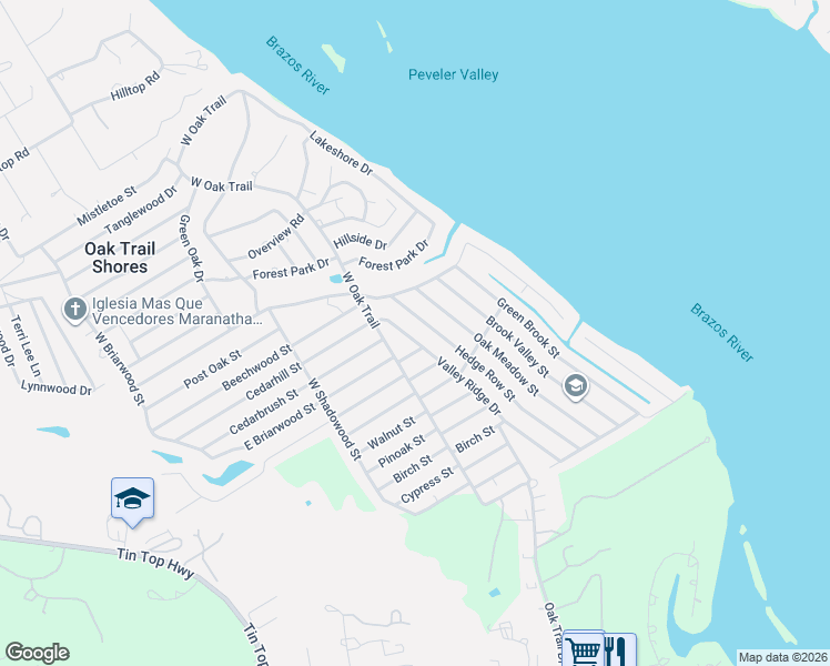 map of restaurants, bars, coffee shops, grocery stores, and more near 3915 Hedge Row Street in Granbury