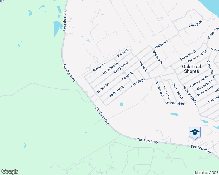 map of restaurants, bars, coffee shops, grocery stores, and more near 3520 Hilltop Road in Granbury
