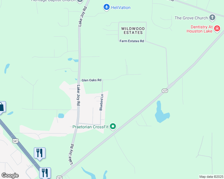 map of restaurants, bars, coffee shops, grocery stores, and more near 116 Glen Oaks Road in Perry