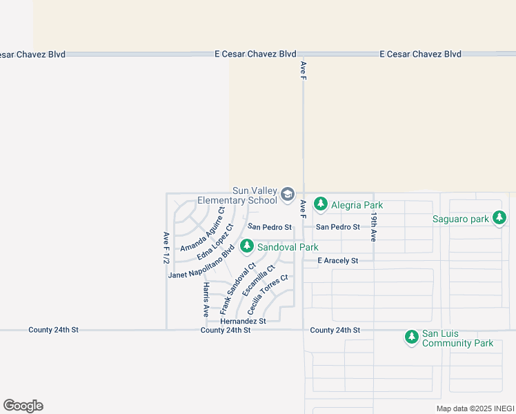 map of restaurants, bars, coffee shops, grocery stores, and more near County 23rd 1/2 Street in San Luis