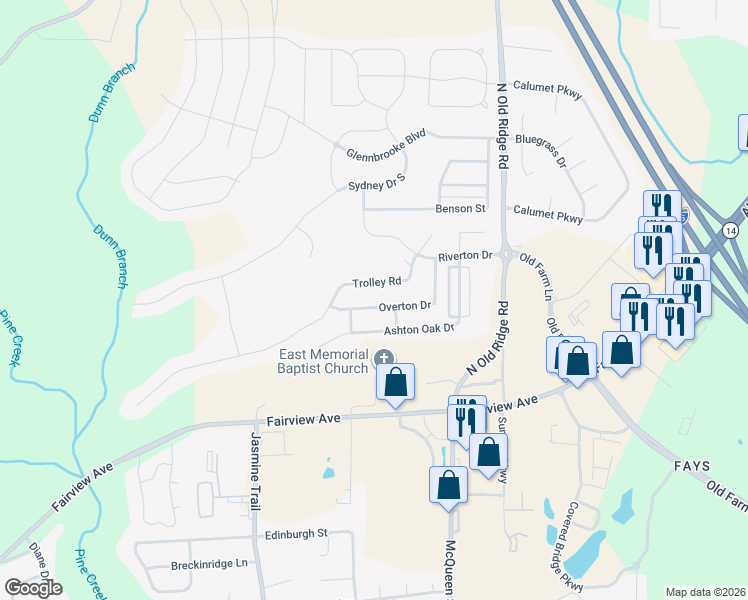 map of restaurants, bars, coffee shops, grocery stores, and more near 1522 Trolley Road in Prattville