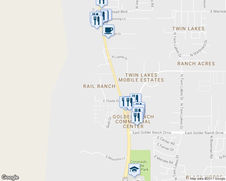 map of restaurants, bars, coffee shops, grocery stores, and more near 15445 North Oracle Road in Tucson