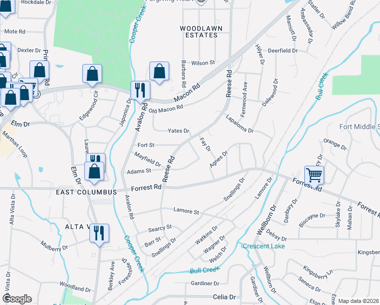 map of restaurants, bars, coffee shops, grocery stores, and more near 4373 Pinebrook Drive in Columbus