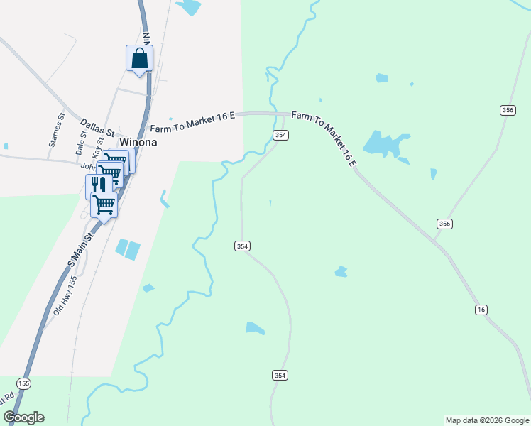 map of restaurants, bars, coffee shops, grocery stores, and more near 15326 County Road 354 in Winona