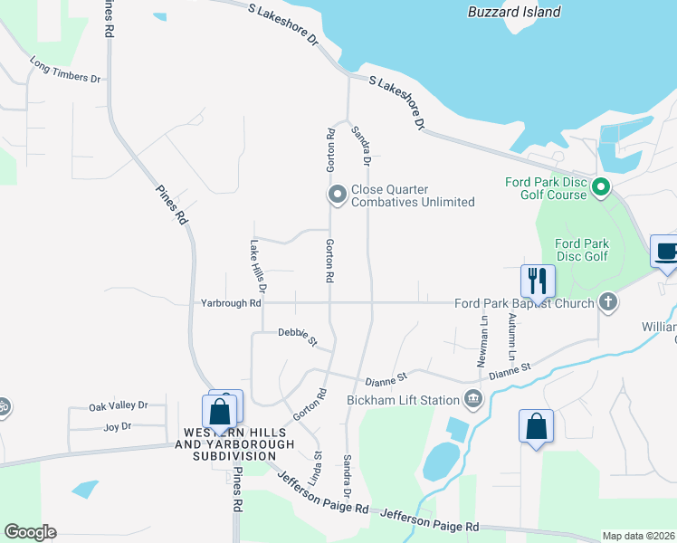 map of restaurants, bars, coffee shops, grocery stores, and more near 3121 Gorton Road in Shreveport