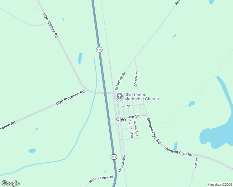 map of restaurants, bars, coffee shops, grocery stores, and more near 100 Reedsville Road in Clyo