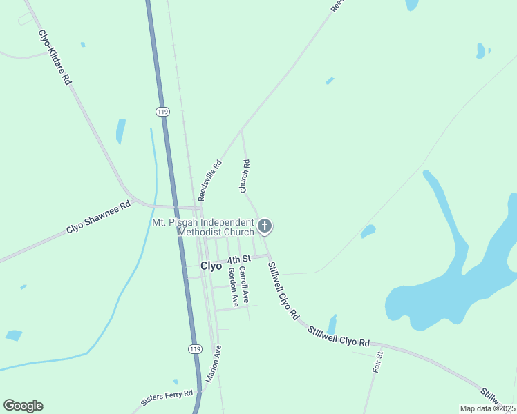 map of restaurants, bars, coffee shops, grocery stores, and more near 188 Church Road in Clyo
