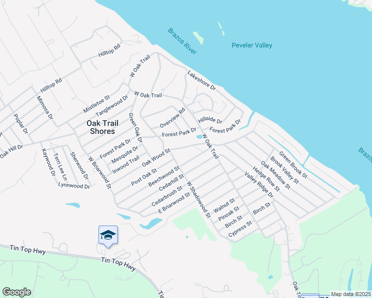 map of restaurants, bars, coffee shops, grocery stores, and more near 2805 Oak Wood Street in Granbury