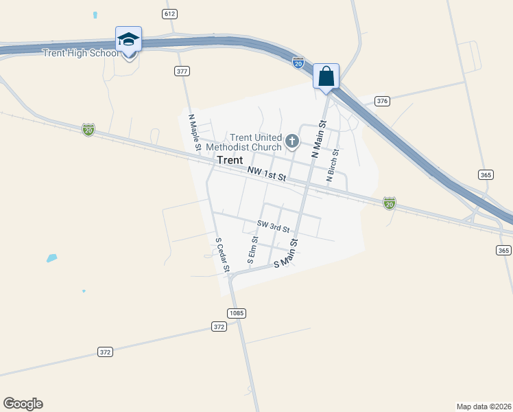 map of restaurants, bars, coffee shops, grocery stores, and more near 218 South Elm Street in Trent