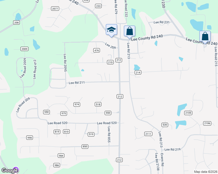 map of restaurants, bars, coffee shops, grocery stores, and more near County Road 211 in Phenix City