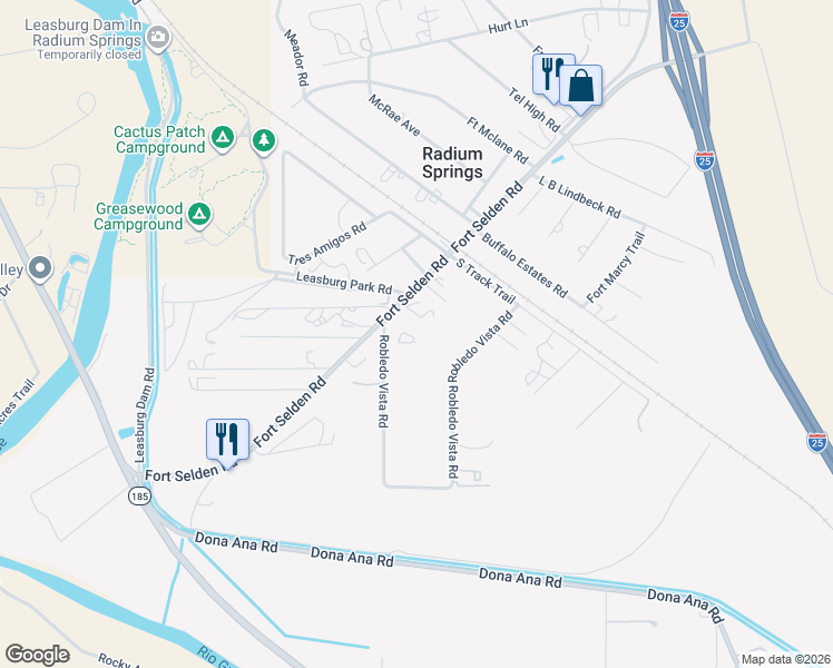 map of restaurants, bars, coffee shops, grocery stores, and more near 13346 Robledo Vista Road in Las Cruces