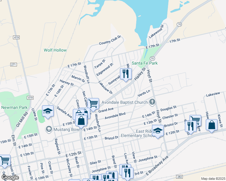 map of restaurants, bars, coffee shops, grocery stores, and more near 1701 Hailey Street in Sweetwater
