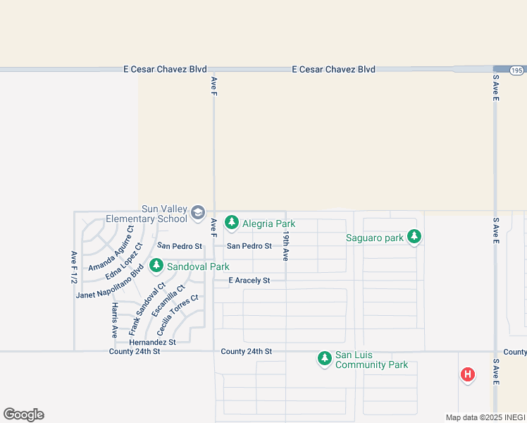 map of restaurants, bars, coffee shops, grocery stores, and more near County 23rd 1/2 Street in San Luis