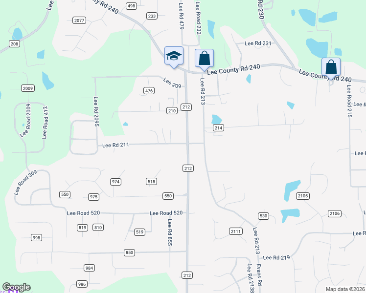 map of restaurants, bars, coffee shops, grocery stores, and more near County Road 211 in Phenix City