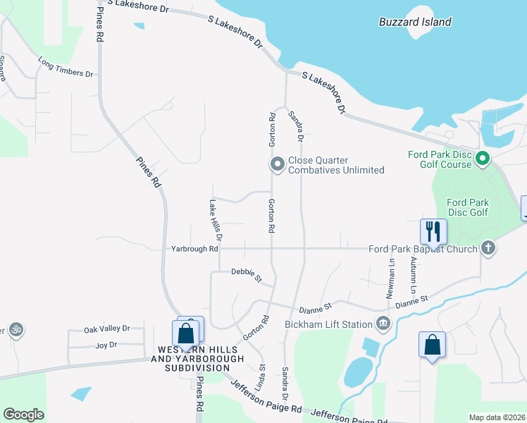 map of restaurants, bars, coffee shops, grocery stores, and more near 3121 Gorton Road in Shreveport