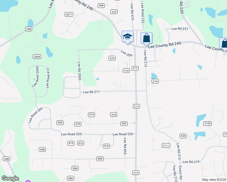 map of restaurants, bars, coffee shops, grocery stores, and more near County Road 211 in Phenix City