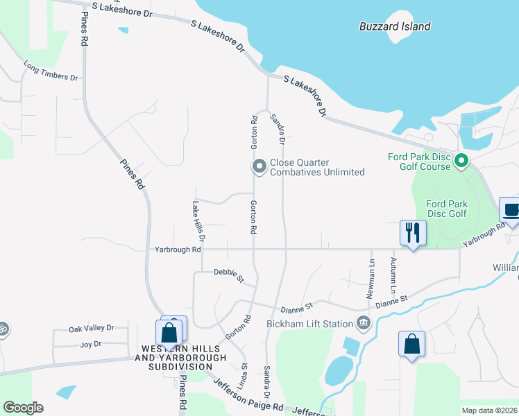 map of restaurants, bars, coffee shops, grocery stores, and more near 3100 Gorton Road in Shreveport