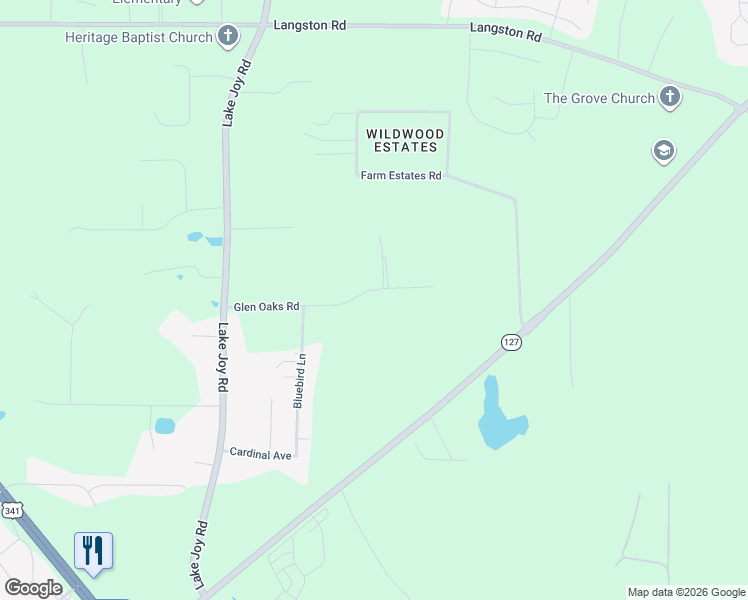 map of restaurants, bars, coffee shops, grocery stores, and more near 133 Glen Oaks Road in Perry