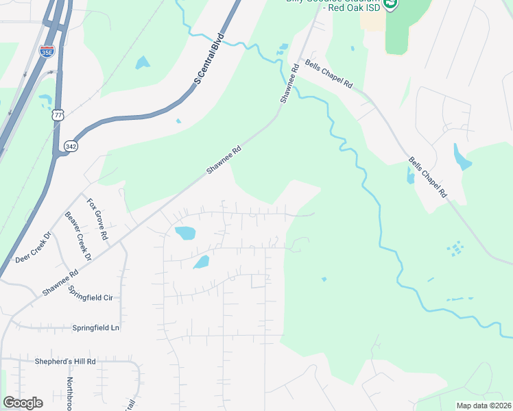 map of restaurants, bars, coffee shops, grocery stores, and more near 515 Seneca Drive in Waxahachie