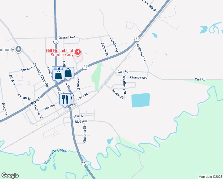 map of restaurants, bars, coffee shops, grocery stores, and more near Weatherly Street in York