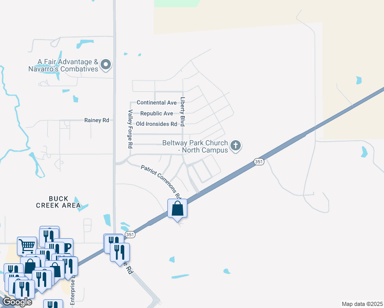 map of restaurants, bars, coffee shops, grocery stores, and more near 2334 Independence Boulevard in Abilene