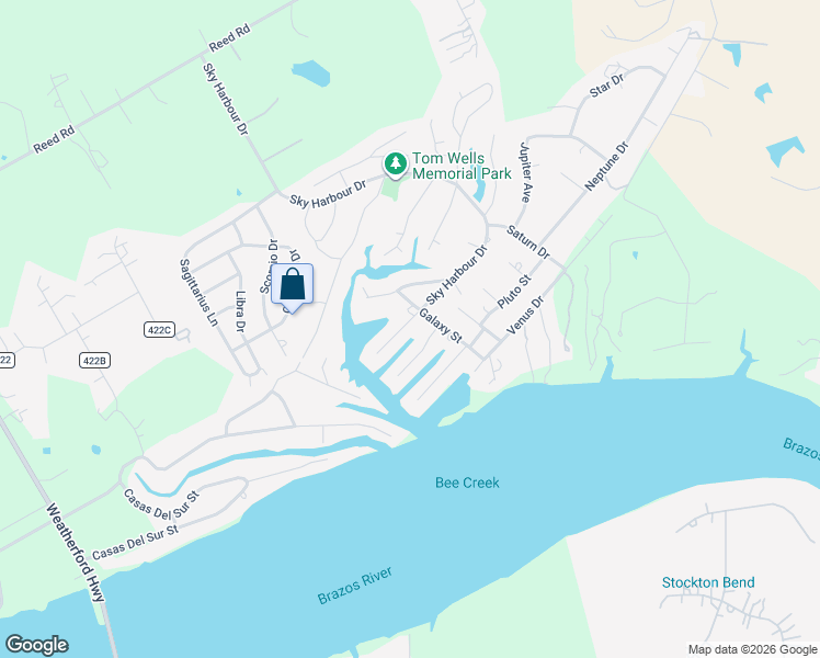 map of restaurants, bars, coffee shops, grocery stores, and more near 419 Sky Harbour Court in Granbury