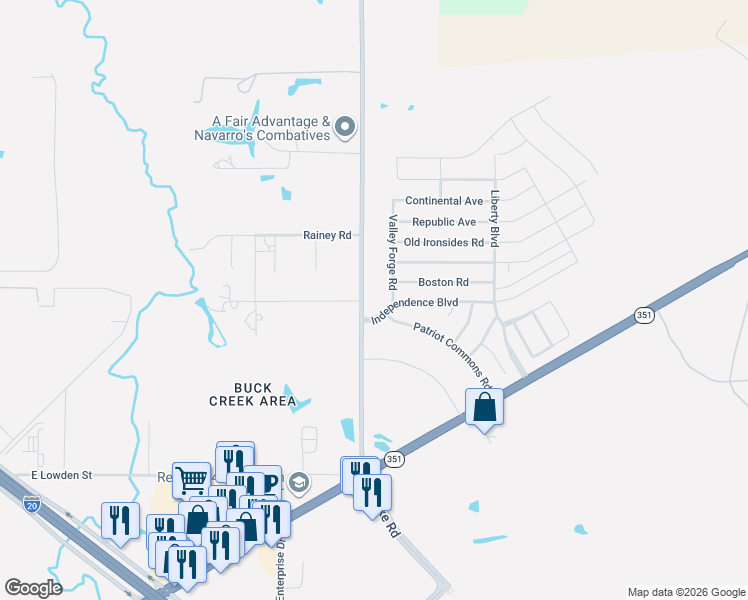 map of restaurants, bars, coffee shops, grocery stores, and more near 3150 Valley Forge Road in Abilene