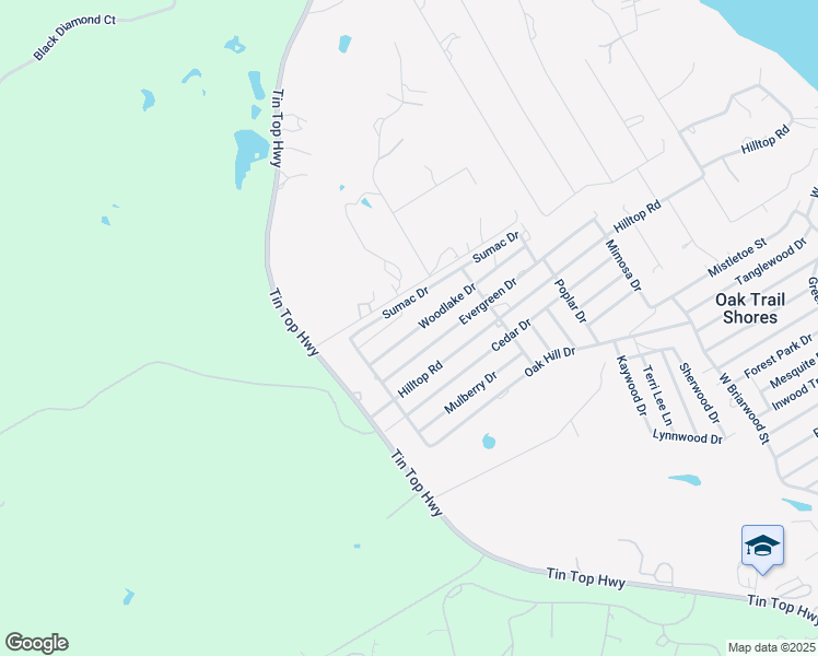 map of restaurants, bars, coffee shops, grocery stores, and more near 3604 Hidden Oak Drive in Granbury