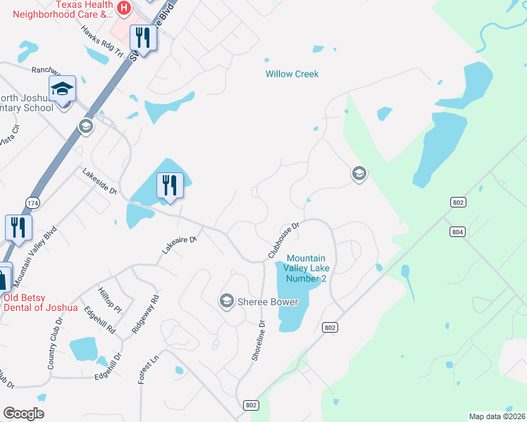 map of restaurants, bars, coffee shops, grocery stores, and more near 2721 Pinnacle Drive in Burleson