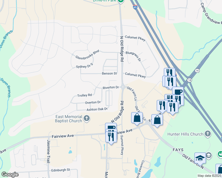 map of restaurants, bars, coffee shops, grocery stores, and more near 1809 Riverton Drive in Prattville