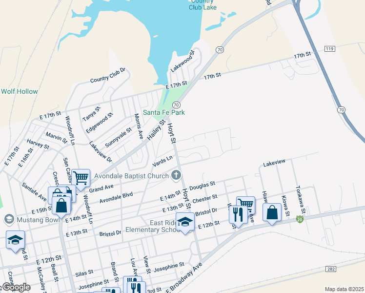 map of restaurants, bars, coffee shops, grocery stores, and more near 1700 Hoyt Street in Sweetwater