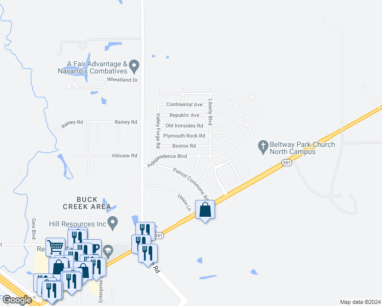 map of restaurants, bars, coffee shops, grocery stores, and more near 2226 Independence Boulevard in Abilene