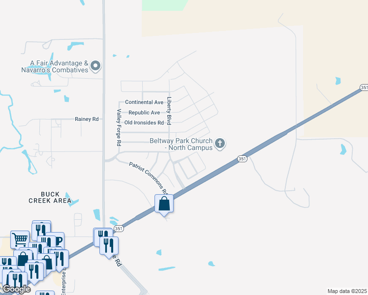 map of restaurants, bars, coffee shops, grocery stores, and more near 2334 Independence Boulevard in Abilene