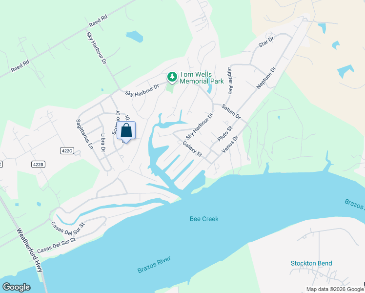 map of restaurants, bars, coffee shops, grocery stores, and more near 419 Sky Harbour Court in Granbury