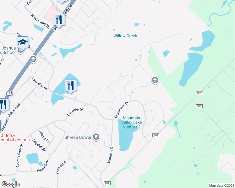 map of restaurants, bars, coffee shops, grocery stores, and more near 2721 Pinnacle Drive in Burleson