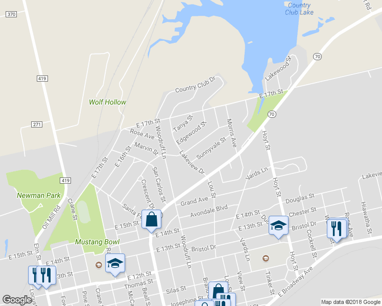 map of restaurants, bars, coffee shops, grocery stores, and more near 1402 Stanley Street in Sweetwater