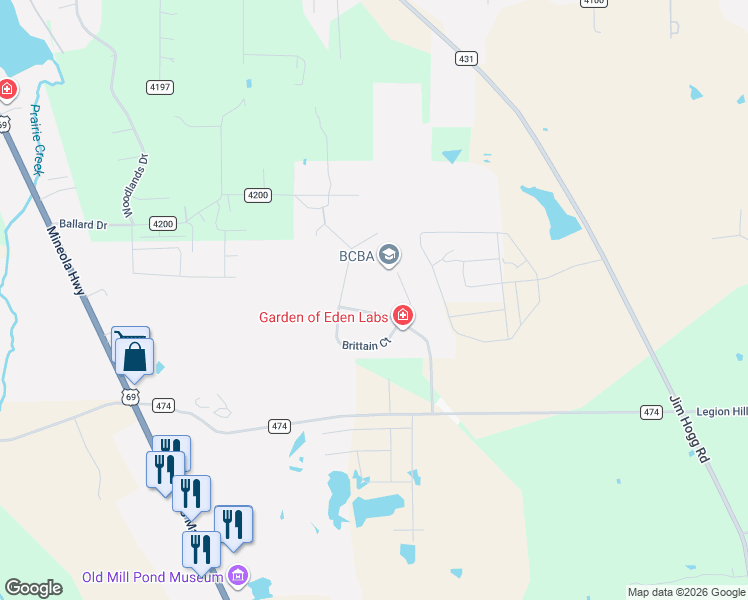 map of restaurants, bars, coffee shops, grocery stores, and more near 15320 Country Acres Drive in Lindale