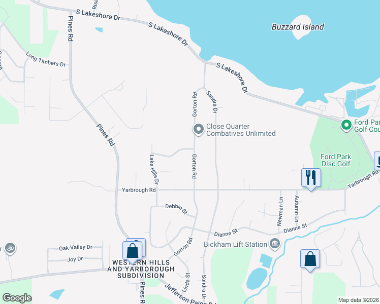 map of restaurants, bars, coffee shops, grocery stores, and more near 3100 Gorton Road in Shreveport