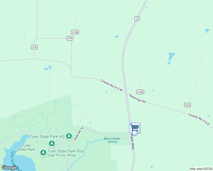 map of restaurants, bars, coffee shops, grocery stores, and more near 805 County Road 313 in Tyler