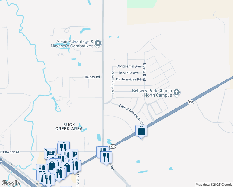 map of restaurants, bars, coffee shops, grocery stores, and more near 2125 Boston Road in Abilene