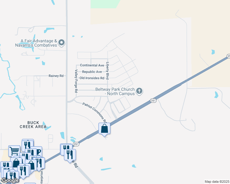 map of restaurants, bars, coffee shops, grocery stores, and more near 2334 Independence Boulevard in Abilene