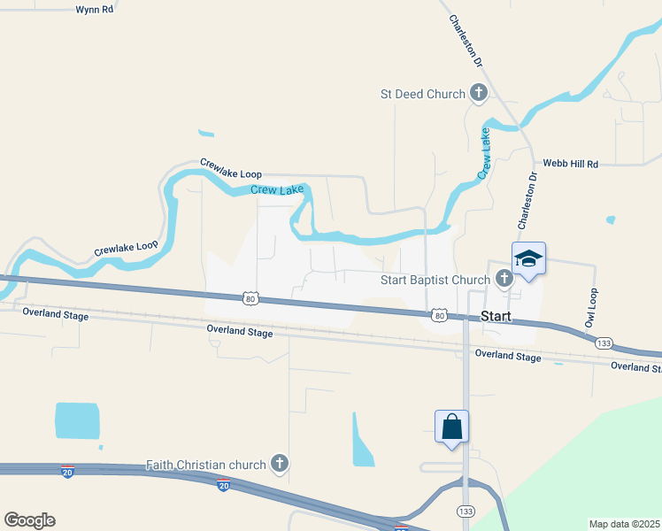 map of restaurants, bars, coffee shops, grocery stores, and more near Trisler Road in Rayville