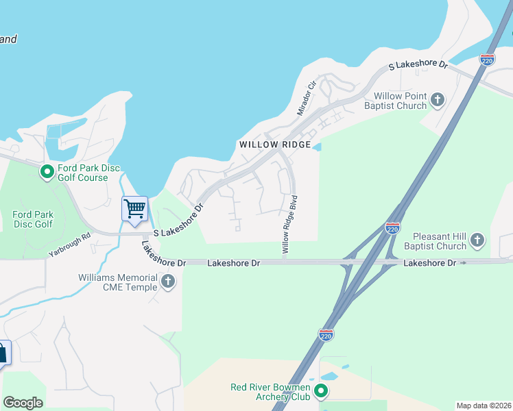 map of restaurants, bars, coffee shops, grocery stores, and more near 1642 Rocksprings Boulevard in Shreveport