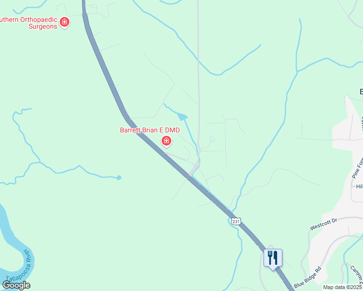 map of restaurants, bars, coffee shops, grocery stores, and more near 155 Periwinkle Lane in Wetumpka
