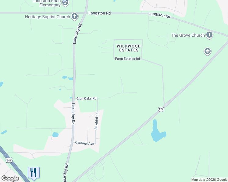 map of restaurants, bars, coffee shops, grocery stores, and more near 133 Glen Oaks Road in Perry