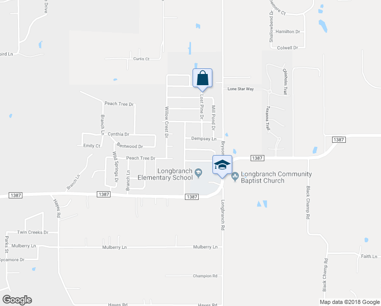 map of restaurants, bars, coffee shops, grocery stores, and more near 6606 Thistle Wood Drive in Midlothian